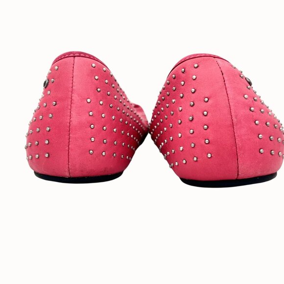 UGG ALLOWAY PINK LEATHER SILVER STUDDED SHEARLING FLATS - 10 - Picture 7 of 9
